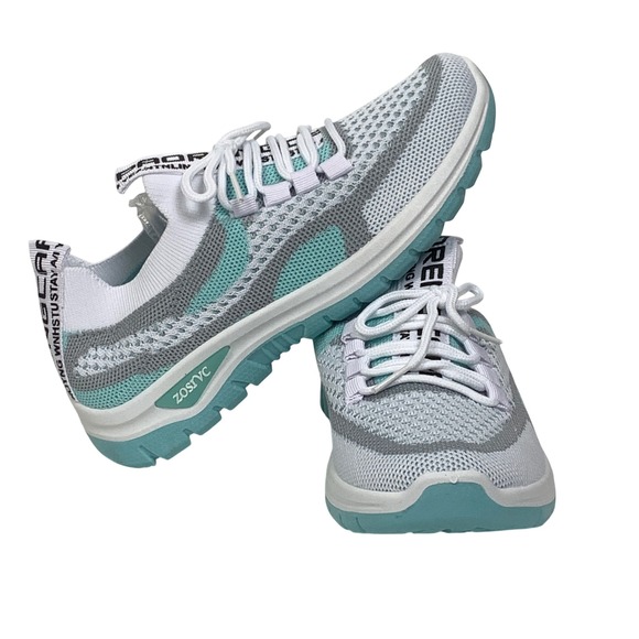 Zosivc Other - Zosivc Athletic Sneakers Girls 4 White Teal Gray Mesh Knit Running Shoes